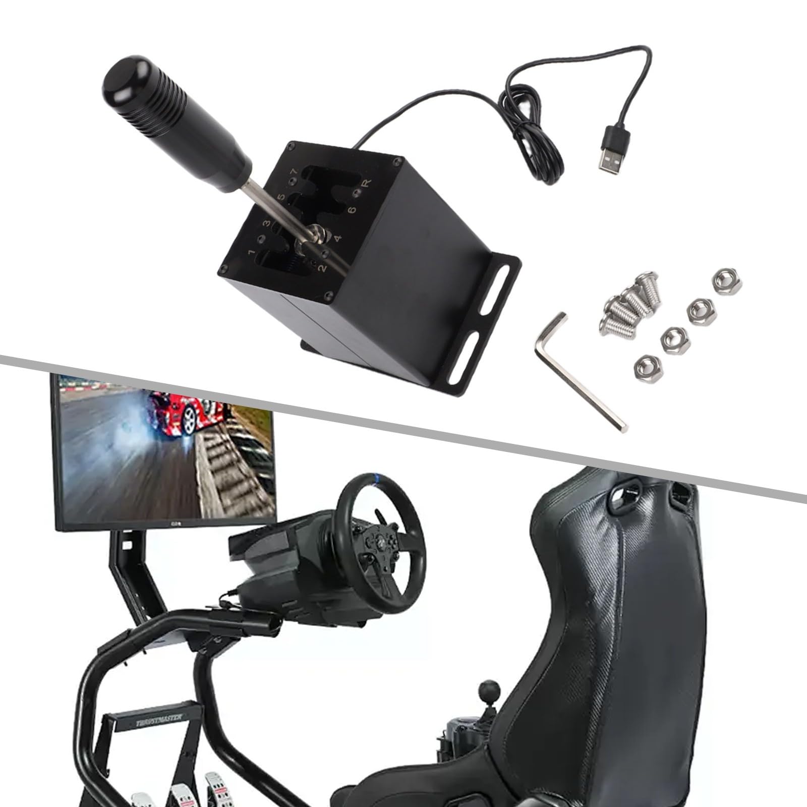 Hoppipola Scatola del cambio manuale realistica in alluminio, compatibile con simulatori del volante da corsa Logitech G27, G29 e T300