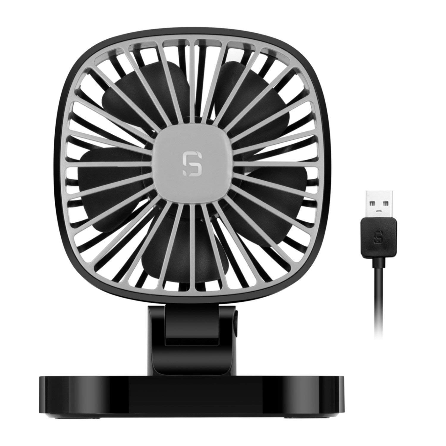 COMLIFE 5V USB Electric Car Fan, 4 Inch Rotatable Car Cooling Fan with 3 Speeds, Quiet Powerful Car Air Circulator Fan for All Family Car, Sedan, SUV, Golf Cart, Truck, Boat or Other Vehicles