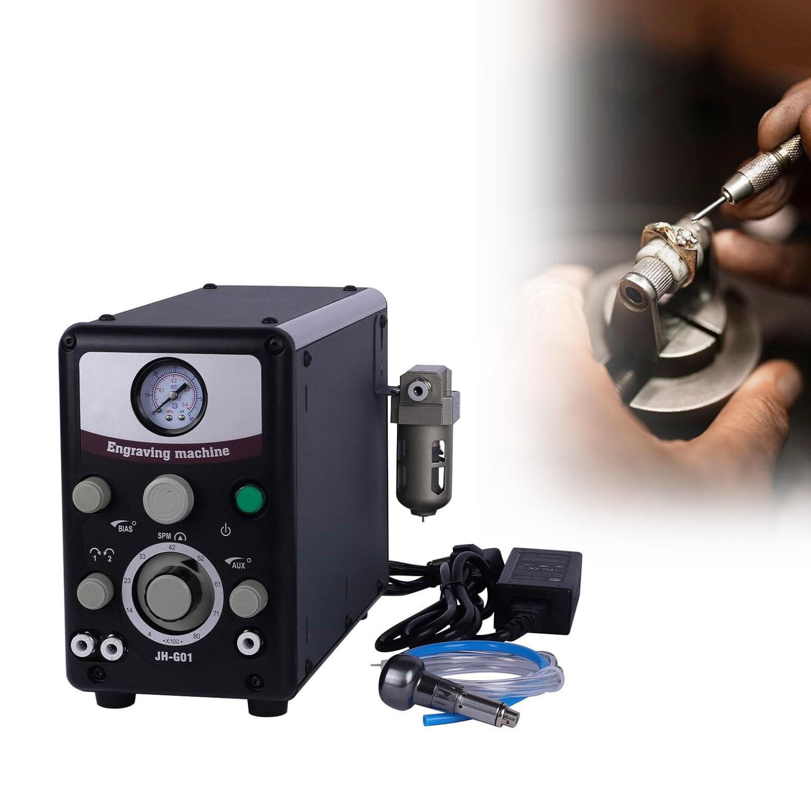 SPECIALBIEGEBUY Adjustable Pneumatic Jewelry Engraving Tool, 400-800 RPM