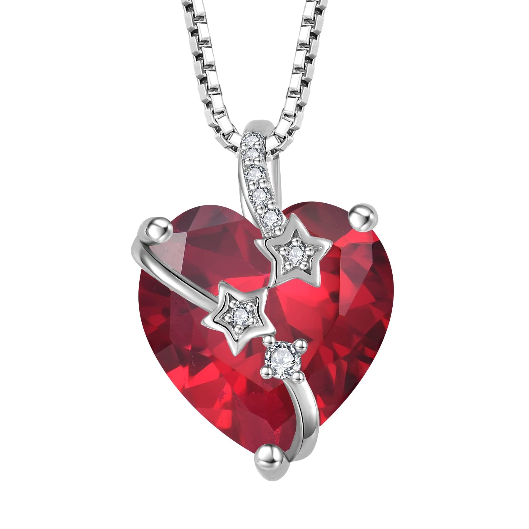 starchenie Collane Donna Argento Sterlina 925 Cuore e delle stelle Zirconi Collane Ciondolo Gioielli Regalo