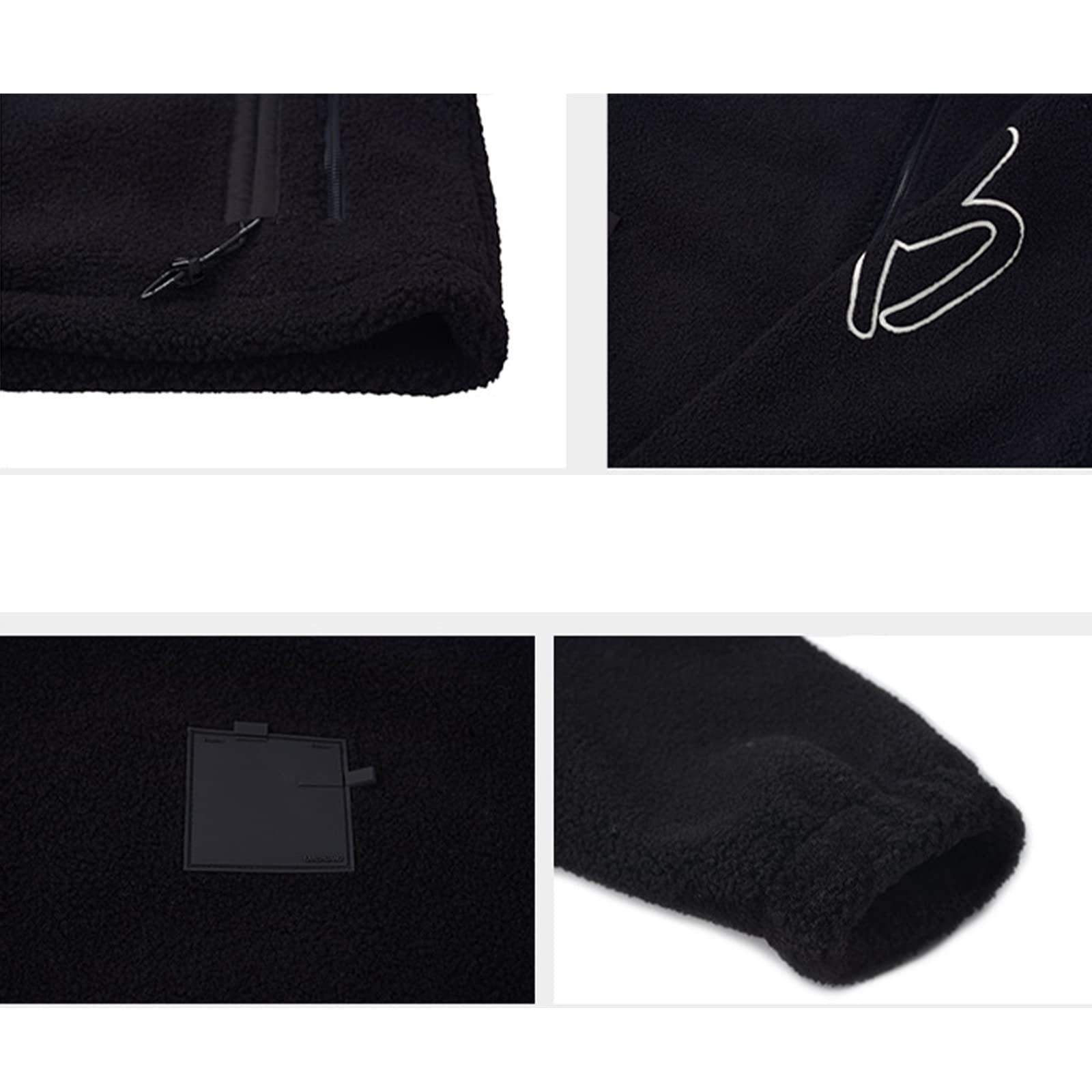 HB1 Chaqueta de Lana Polar para Hombre Bordado Estampado Cálido Cremallera al Aire Libre Abrigo Deportivo Cuello Alto Béisbol Tops