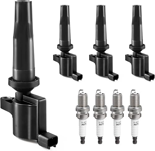 Paquete de Bobina de Encendido y Bujías Compatible con Ford Escape Focus Transit Connect 2.0 2.3 2004 2005 2006 2007 2008 2009 2010 2011, 04 05