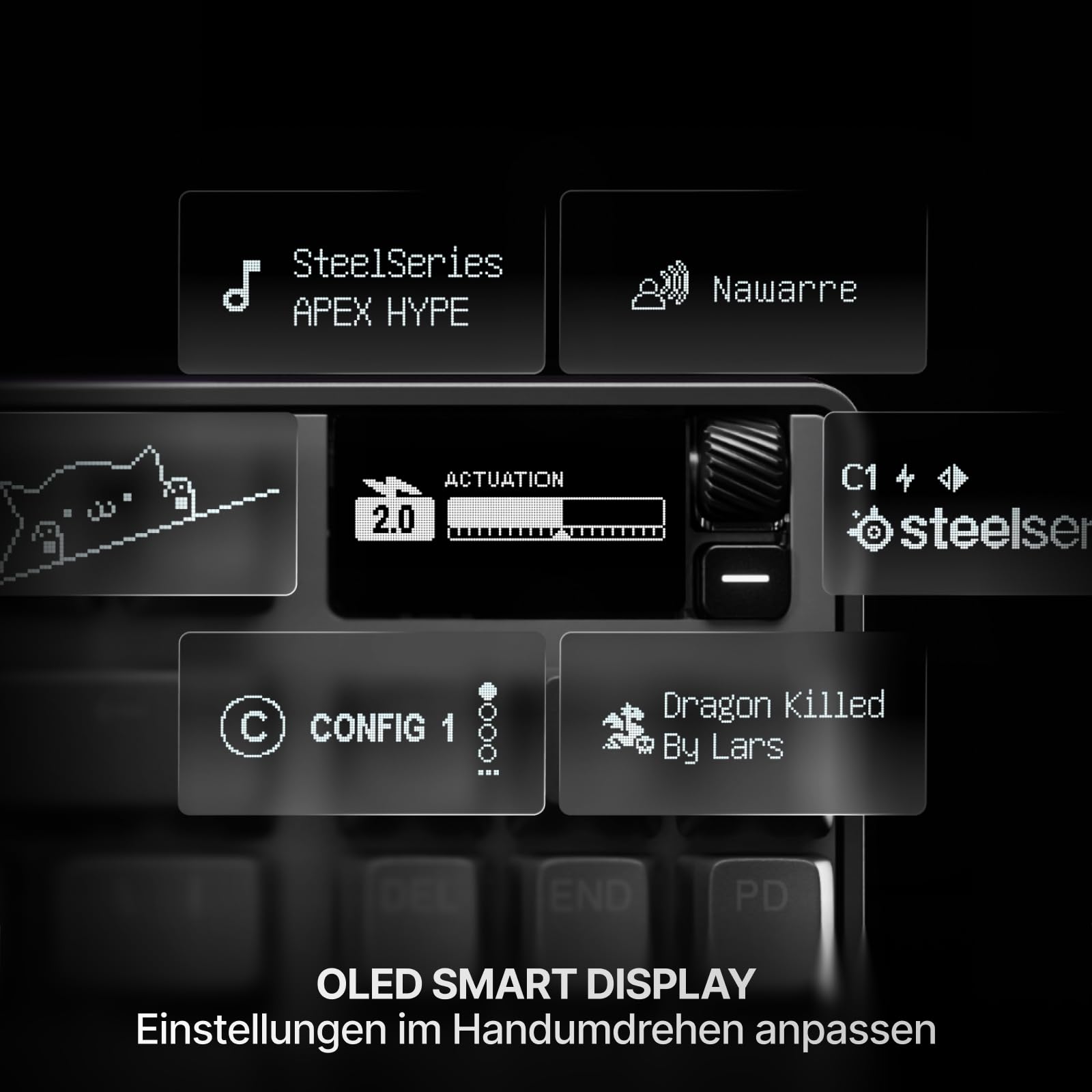 SteelSeries APEX PRO TKL Gen-3 Gaming-Tastatur OmniPoint 3.0 analoge magnetische Schalter OLED RGB PBT USB-C German QWERTZ