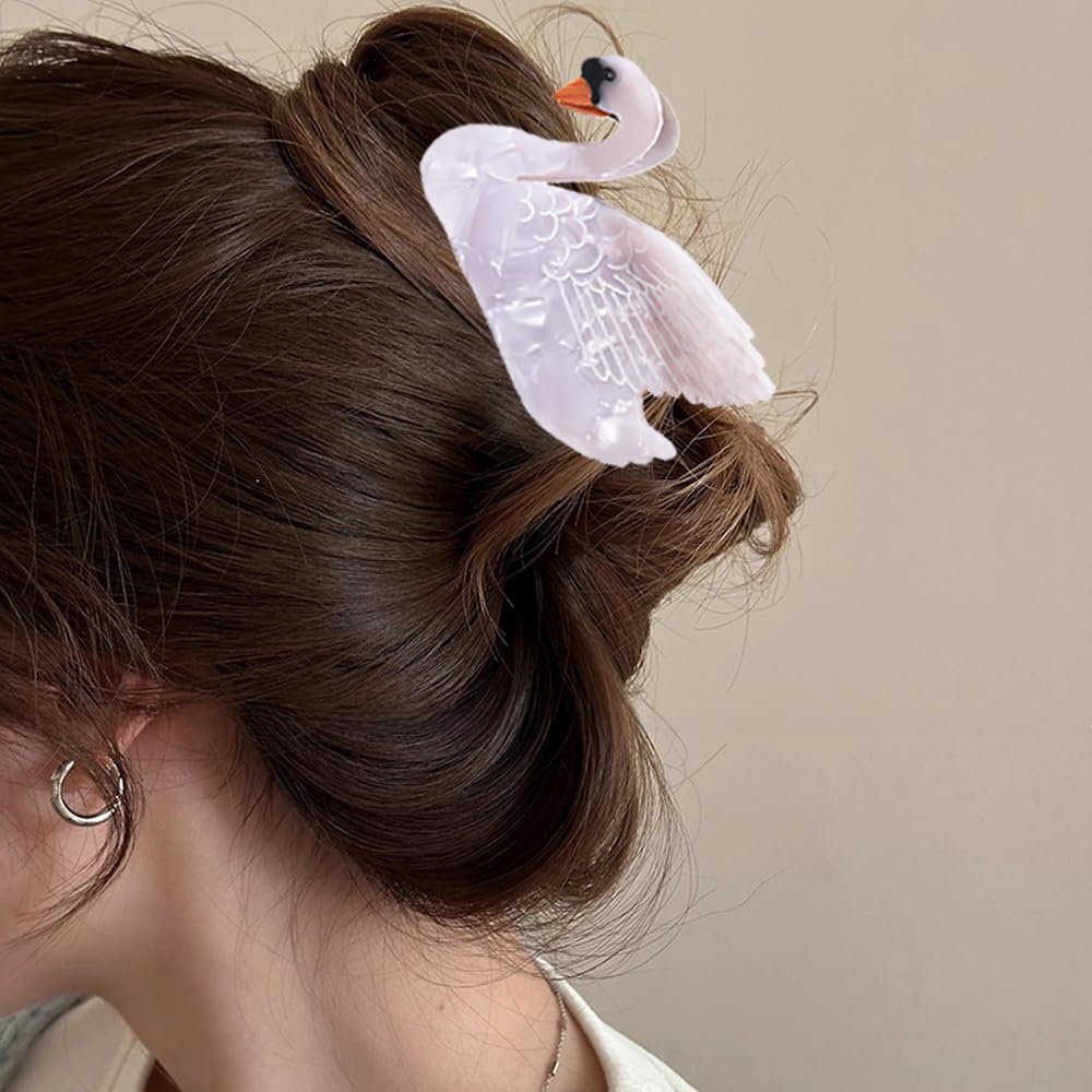 Amazon.co.jp: 2個 白鳥型 バンスクリップ ヘアジョークリップ