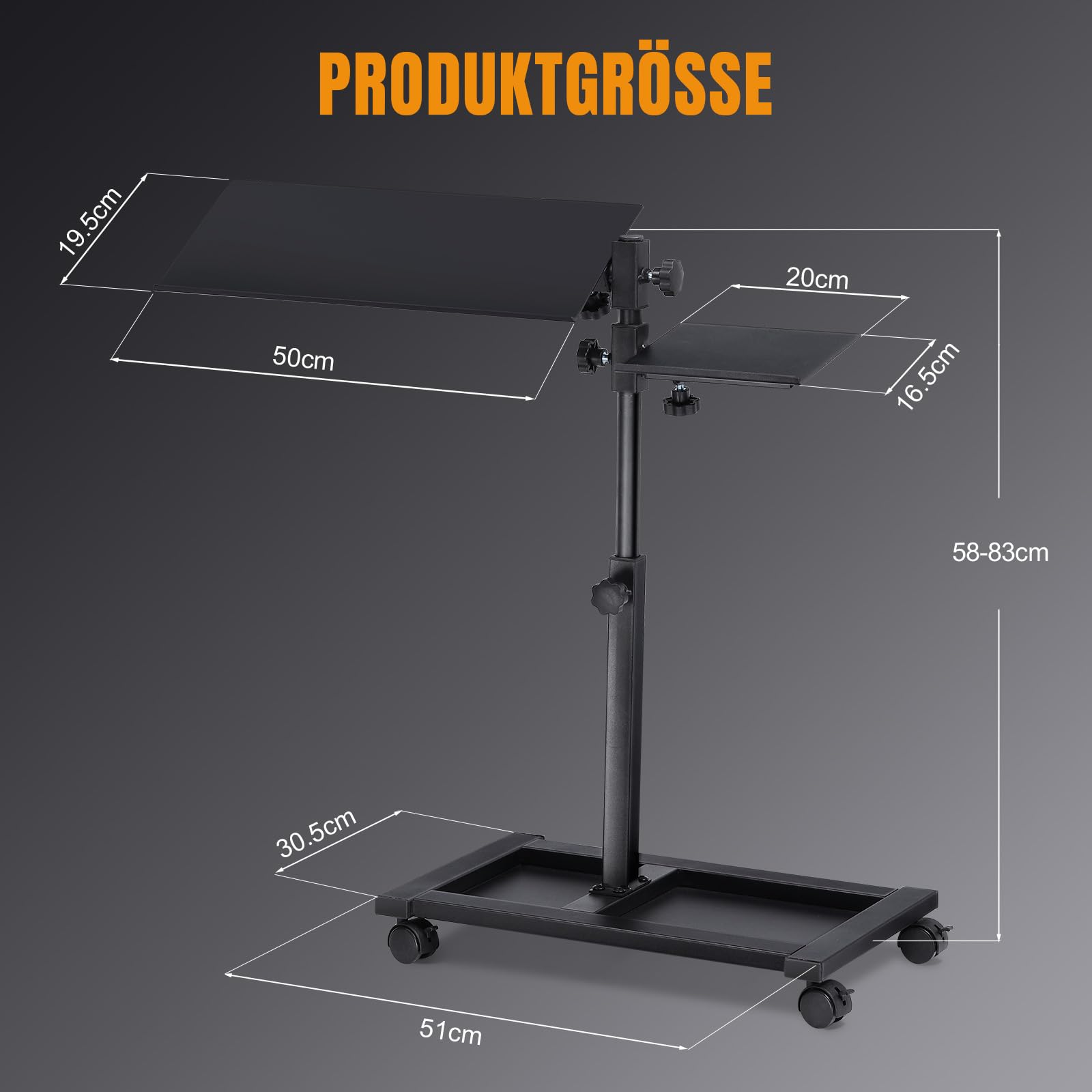 GTPLAYER Tastatur Maushalterung höhenverstellbar 58-83cm, Ergonomisch Tastatur- und Mausneigung einstellbar, mit Rollen,inkl. Tastaturpad & Mauspad – für Home Office & Gaming