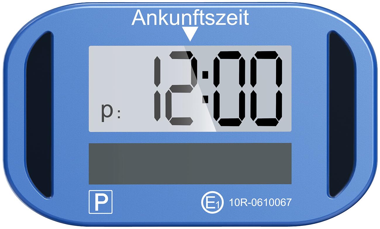 Lescars Digitale Parkscheibe: 2er-Set e-Parkscheiben, ECE-Zulassung, Erschütterungssensor, Solar (Elektronische Parkscheibe Solar, mit Display)