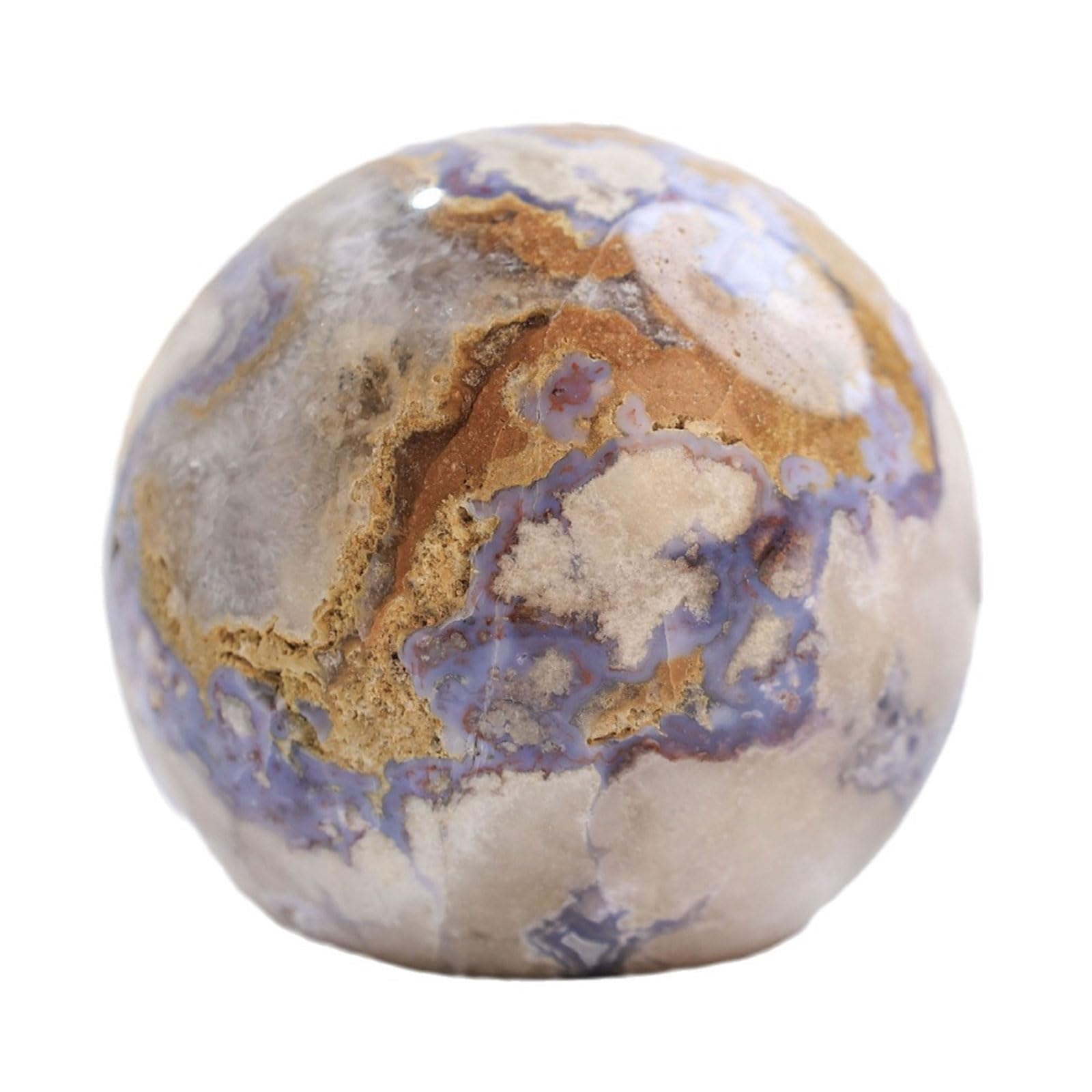 AUOQKQUT Blue Lace Agate Ball Home Office Feng Shui Crystal Ball Desktop Decoration Ornaments,65~70mm