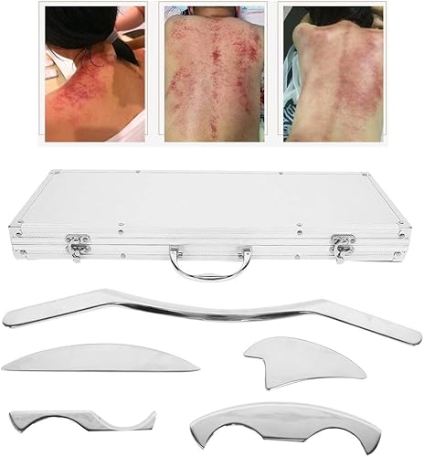Miniatura 7 de Herramientas de masaje profesionales de acero inoxidable Gua Sha, kit de liberación miofascial para movilización de tejidos blandos, placa de masaje