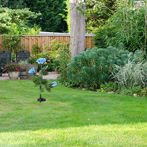 Yardwe 3-Cabeças de Flor Rosa Luzes Do Jardim Luzes Do Jardim Ao Ar Livre Solar Estaca Luz Solar Pai