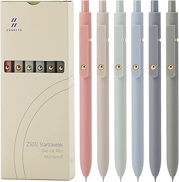 Gel Pens, 6 Pcs, 0.5mm, Quick Dry, Black Ink, Fine Point Smooth