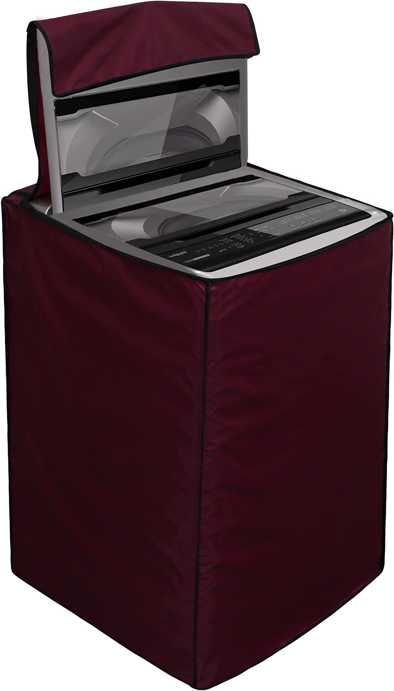 Top Load Fully Automatic Washing Machine Cover for 6 kg, 6.5 kg, 7kg & 7.5 kg | Waterproof & Dustproof Polyester Fabric with Zipper | Protective Cover for Washing Machine (Maroon,59X59X86)