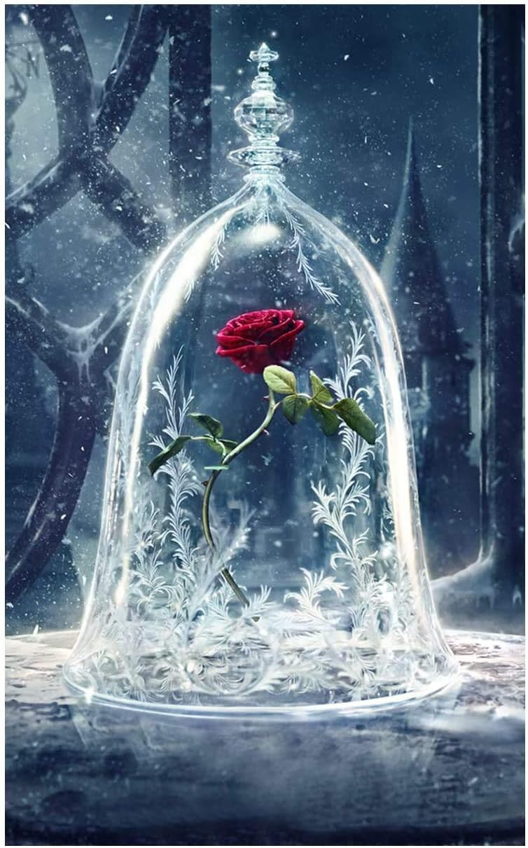 ShayeeDIY 5D Diamond Painting Kit, Roses in Glass Dome Rhinestone Embroidery Cross Stitch Arts Craft Canvas for Home Wall Decor Kids and Adults (40 * 50 cm)