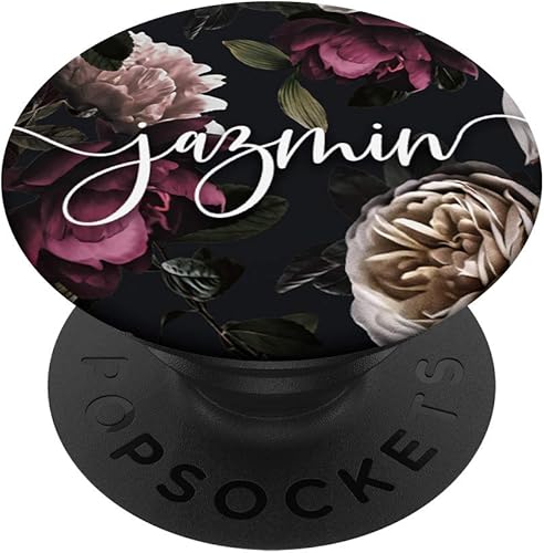 Miniatura 1 de Jazmin  Elegante Floral Rose & Peony Nombre personalizado PopSockets PopGrip Agarre intercambiable para teléfonos y tabletas