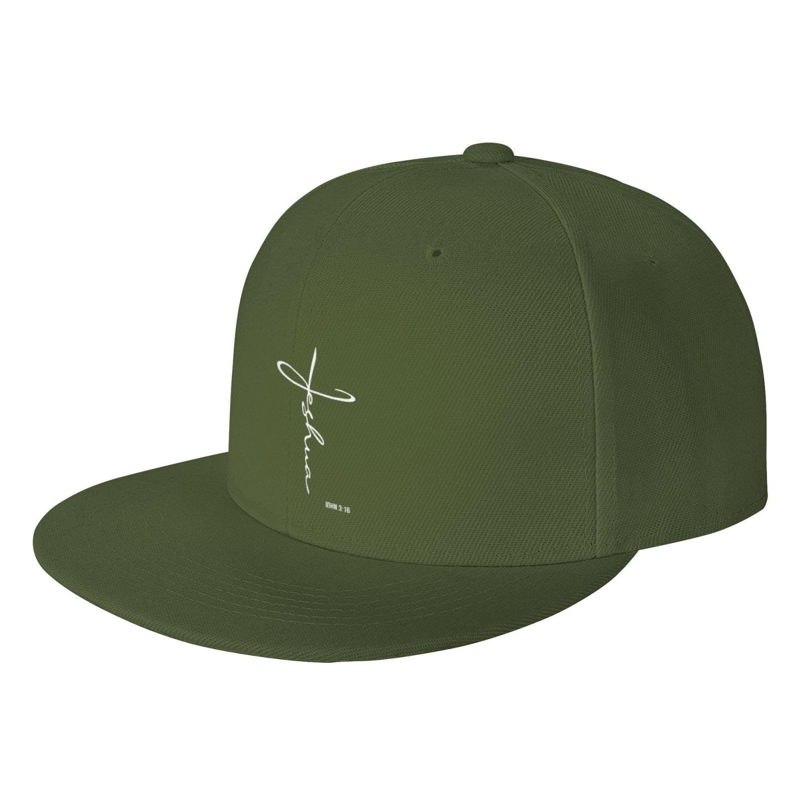 Fwjzdsp Unisex Moss Green Jesus Cross God Christian Faith Flat Brim Baseball Cap,Classichat Adjustable Trucker Hats For Men,Black