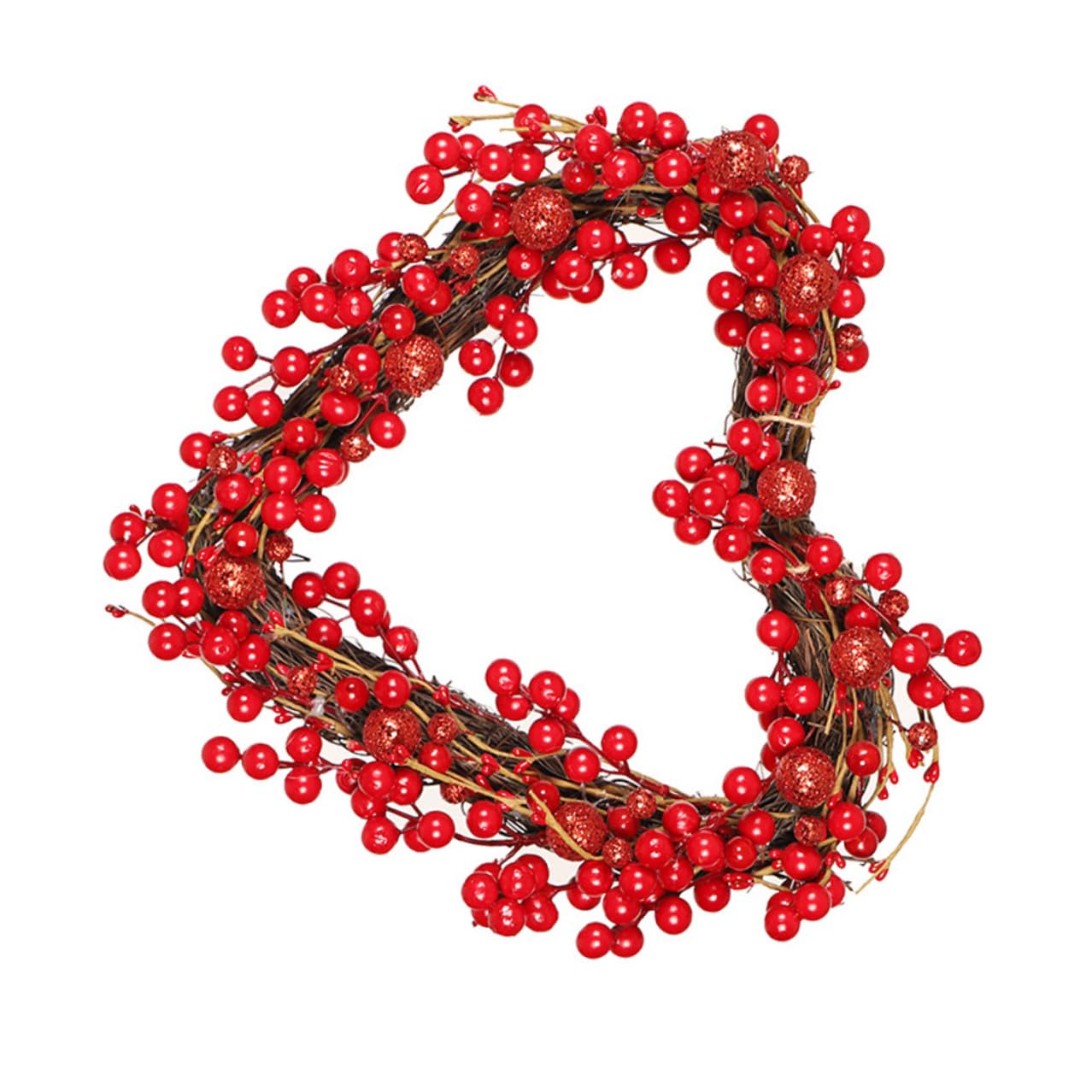 BESPORTBLE Herzförmiger Rattan Girlanden Anhänger mit Roten Beeren Romantische Valentinstags Dekoration für Tür und Wohnraum