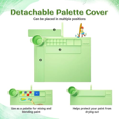 Miniatura 4 de Tapete de pintura de silicona, 20 x 16 pulgadas, tapete de arte para manualidades con taza y tapa, hoja de silicona antiadherente para resina,