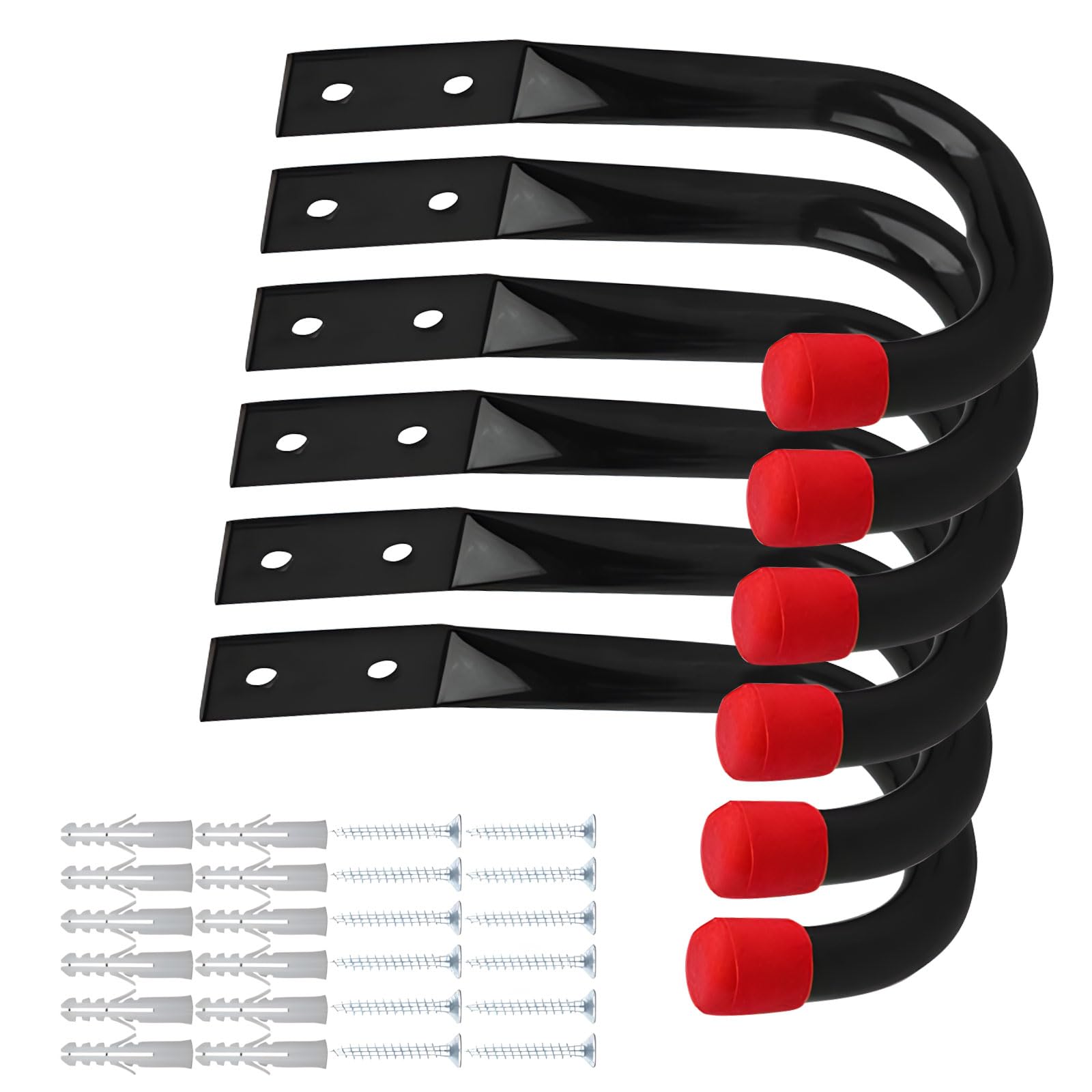 Zbiianxer Red 12 Piece Heavy Duty Garage Hooks Set Strong Steel Construction Supports Up To 30Kg Ideal For Organizing Tools Bikes And Ladders Ladder Hooks For Garage