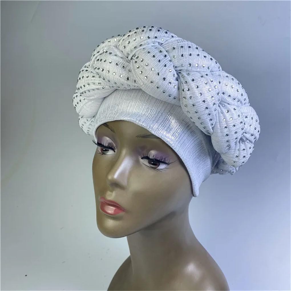 Shinning Paillettes Turbante Cap per le Donne Femminile Head Wraps African Auto Geles ASO Oke Headtie Già Fatto Headties