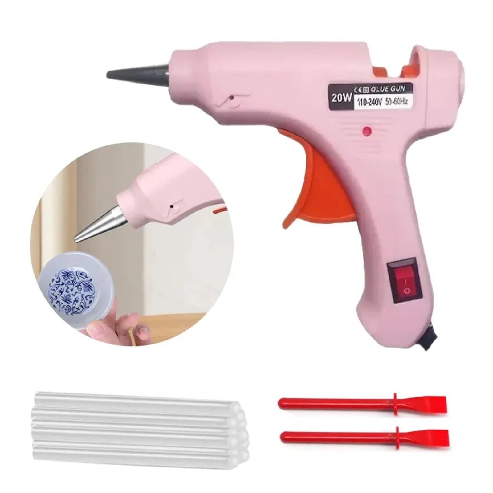 Mini pistolet do klejenia na gorąco, przewodowy pistolet do kleju topliwego 20 W, przemysłowe narzędzie do klejenia na gorąco, elektryczny pistolet do klejenia na gorąco, do projektów rzemieślniczych