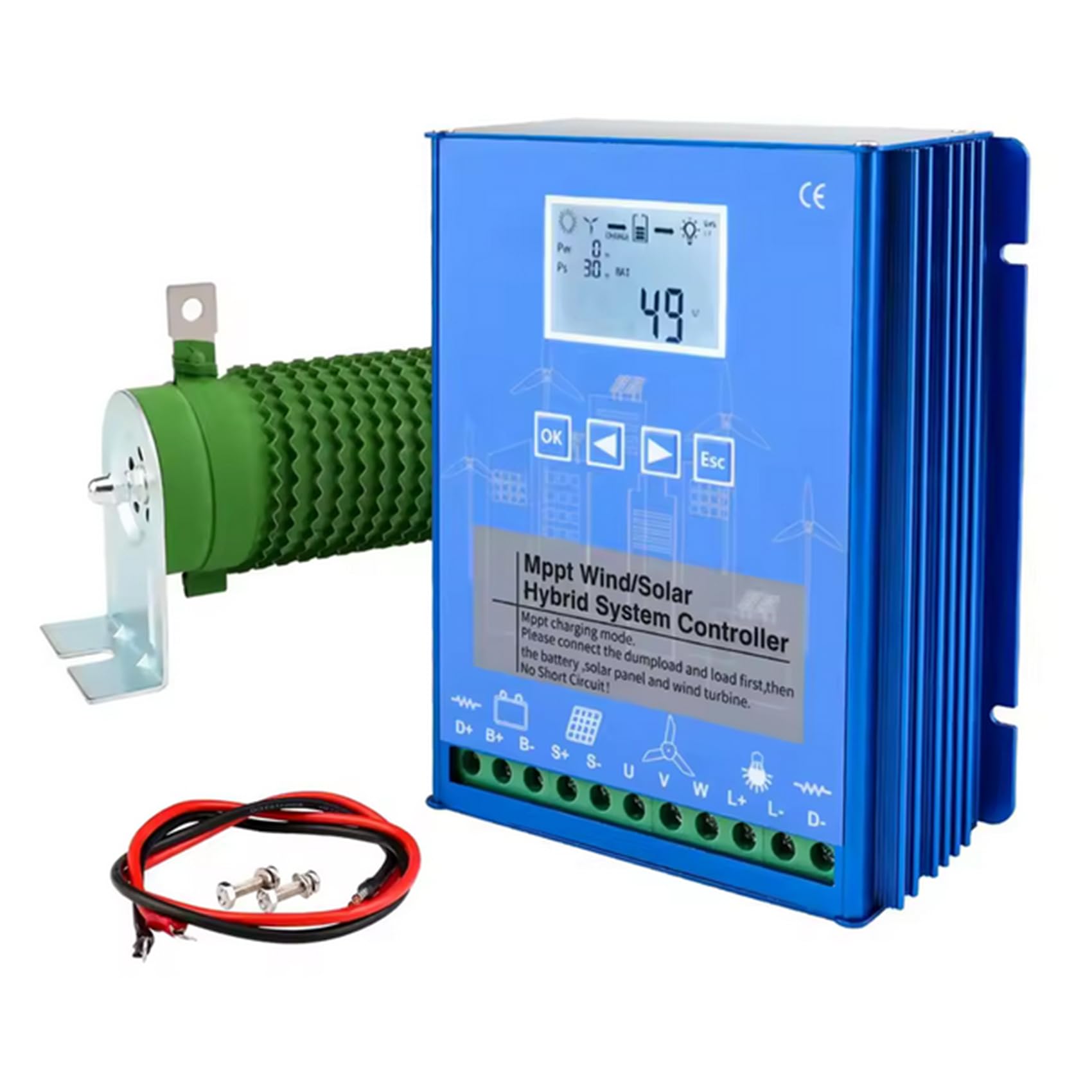 Wielofunkcyjny kontroler wiatrowo-słoneczny 4000W Hybrydowy kontroler wiatrowo-słoneczny 12V/24V/48V z wyświetlaczem LCD MPPT Boost do ładowania, do turbiny wiatrowej