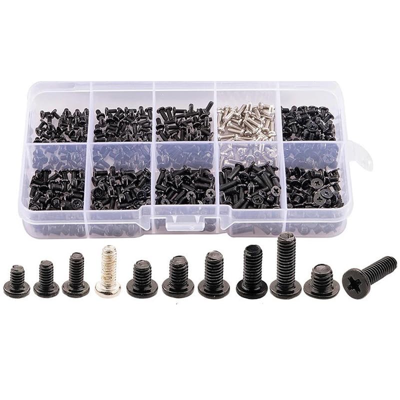 Laptop Screw Kit 500 Pcs for Notebook & Computer Repair, Assorted M2 M2.5 M3 Replacement Screws with Storage Box for SSD HDD Motherboard, Black PhTKT500X-image-26