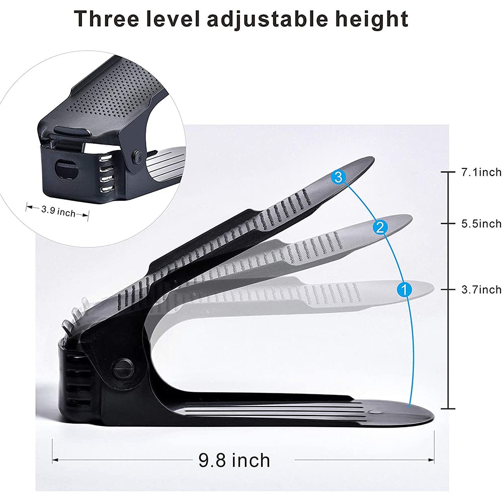 LANTUS Lot de 30 Support à Chaussures Réglables, Range Chaussures Gain de Place, Rangement Chaussure avec Fonction Antidérapante, Organiseur de Chaussures, Réglables à 3 Niveaux