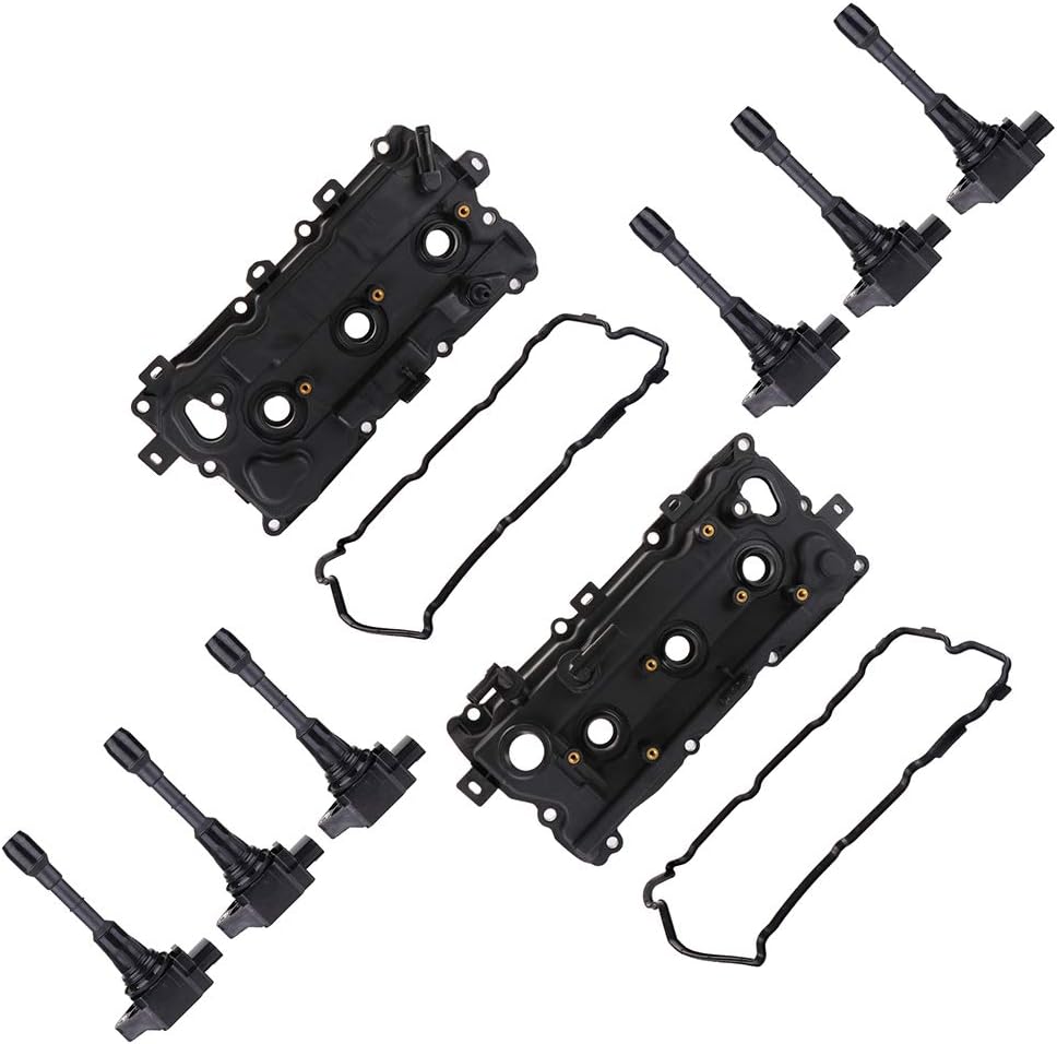 OCPTY Set of 6 Ignition Coils Compatible with 13264-JP01A Valve Covers Fit for 2009-2014 Murano Valve Cover Gasket Set