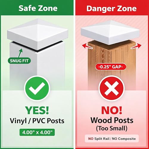 Miniatura 3 de Tapas de vinilo para postes de 4 x 4 pulgadas, color blanco (tamaño interno real de 4.00 pulgadas, no para postes de madera), cubiertas de pirámide