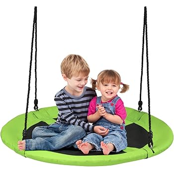 Dreamade Nestschaukel Garten Schaukel Hoheverstellbar Fur In Und Outdoor Tellerschaukel Rundschaukel Hangeschaukel Fur Kinder Erwachsene F100 Cm Max 150 Kg Belastbar Grun Amazon De Garten