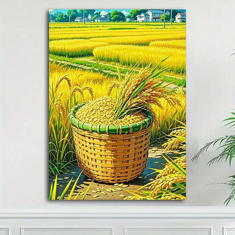 Affiches rustiques champ de riz doré décoration murale salon tableau nature 30x40
