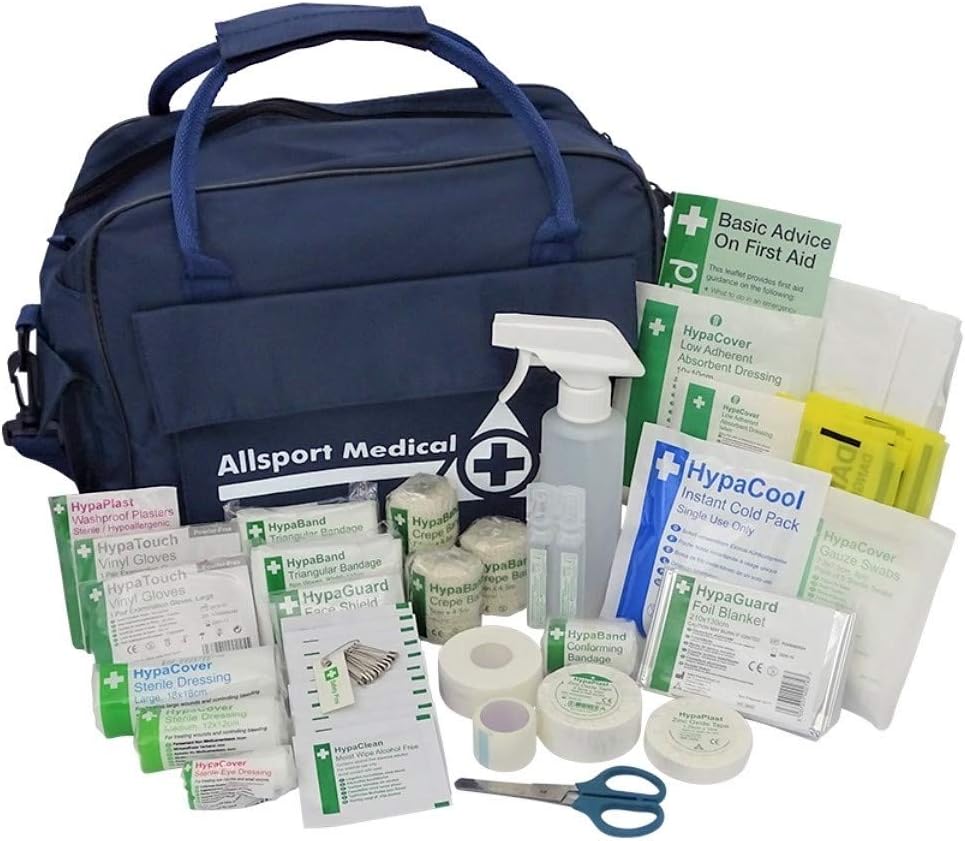 Sports First Aid Kit in Water-Resistant Holdall Bag - Fully Stocked