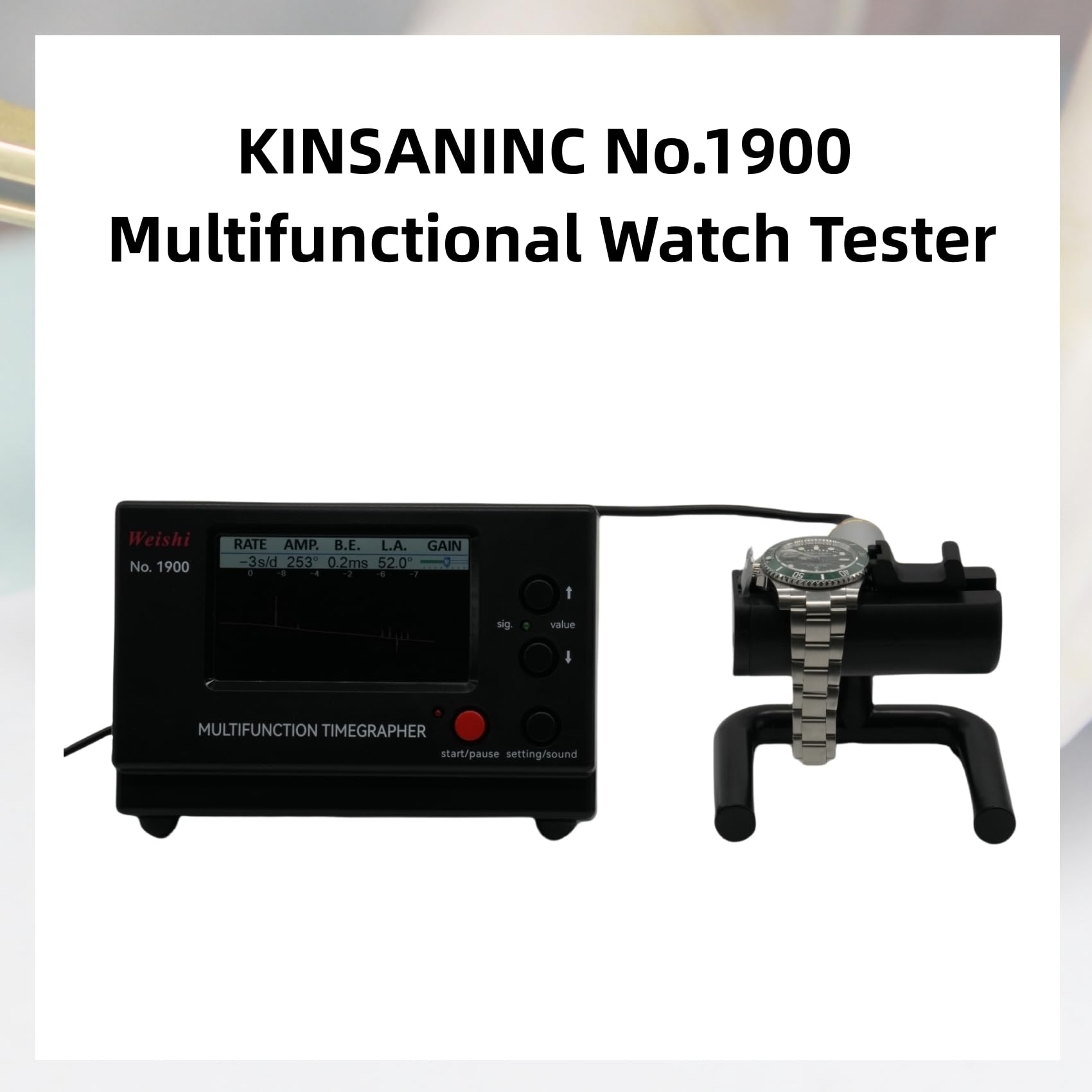 KINSANINC No.1900 Watch Tester Timegrapher, Multifunctional Watch Timing Machine for Calibration with LCD Screen