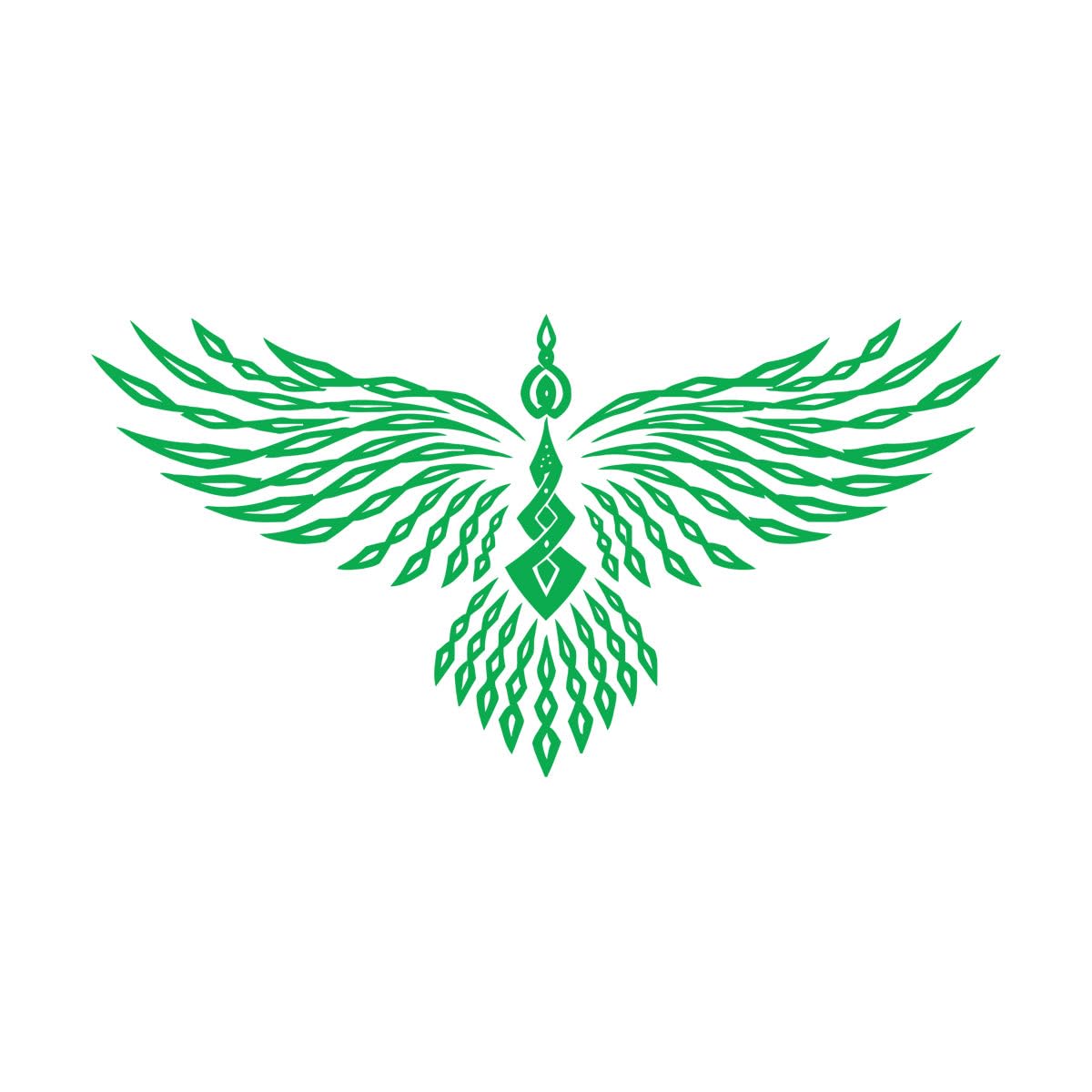 Abstract Geometric Phoenix Bird Wings Wall Decals PVC 72x140.3cm Equipped with Transfer Film kit Extra Large Green — image 1