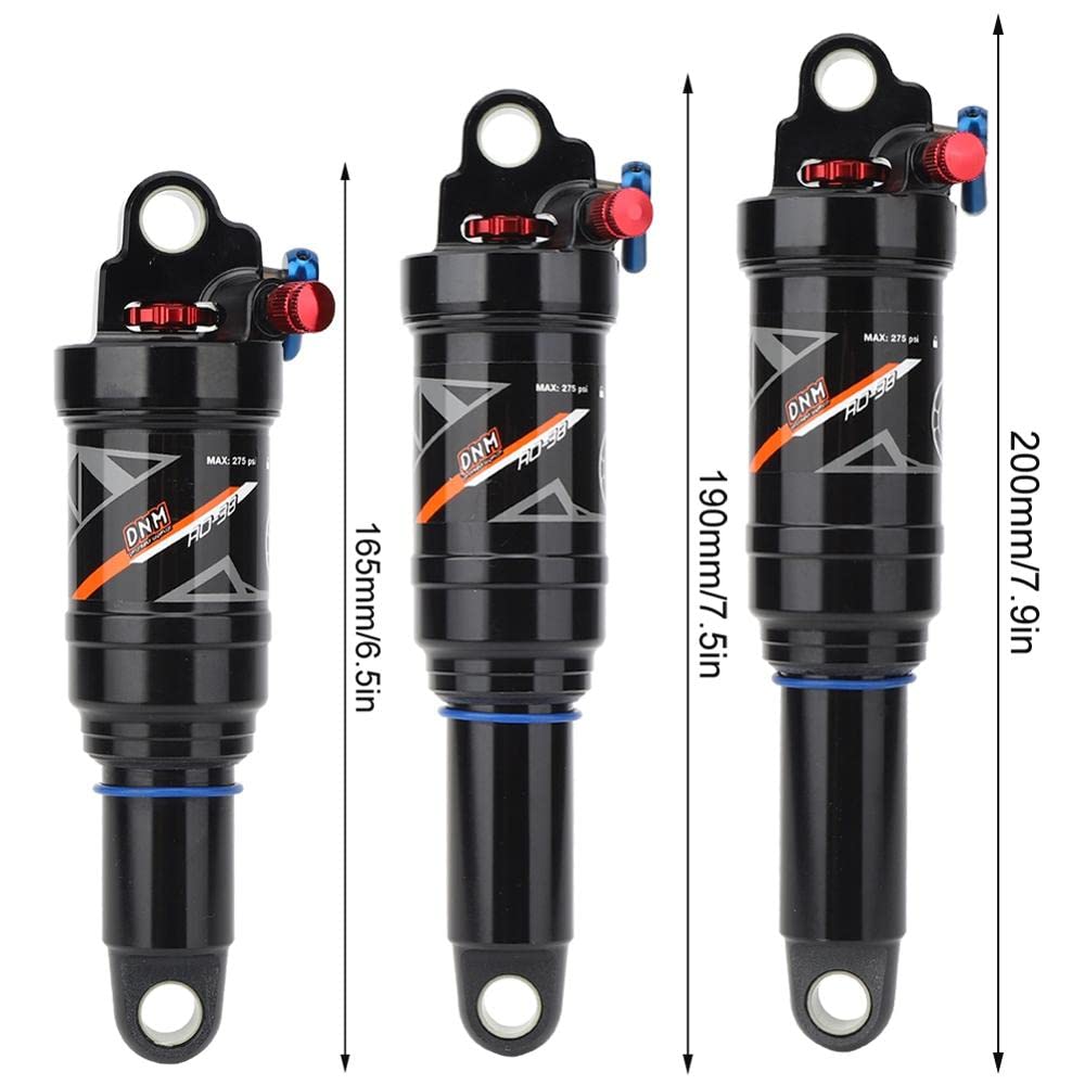 Fahrrad DäMpfer Fahrrad Stoßdämpfer 65 190 200mm Dämpfer Einstellbarer Luftdruck/Rebound/Verriegelung Mountainbike Springback Stoßdämpfer FahrraddäMpfer Komponenten (Color : 165MM) Sport & Freizeit