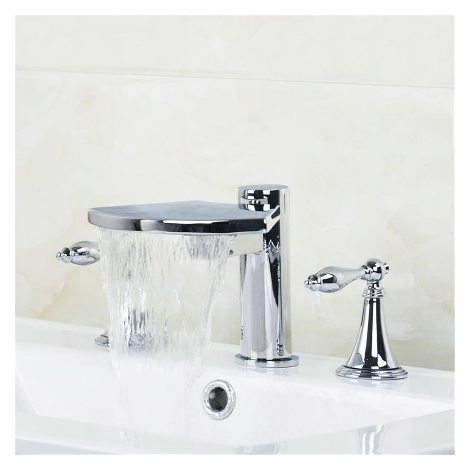 Robinet mitigeur d'évier en laiton cascade chrome sans fuite durable