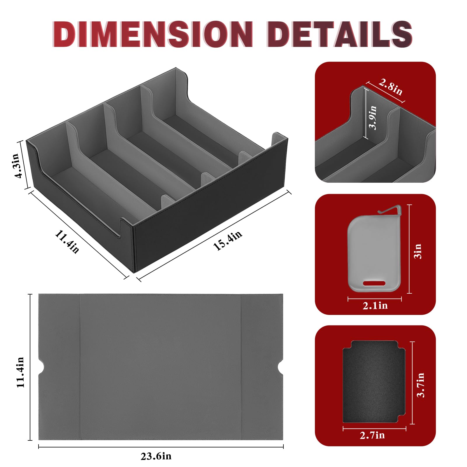 Sammelkarten-Aufbewahrungsbox, 3000+ MTG-Deck-Box mit 24 bunten Trennwänden und 6 Kartenfächern, Commander-Kartendeck-Hülle passend für Magic Game Cards, YugiOh, TCG, PTG und Sportkarten (Black