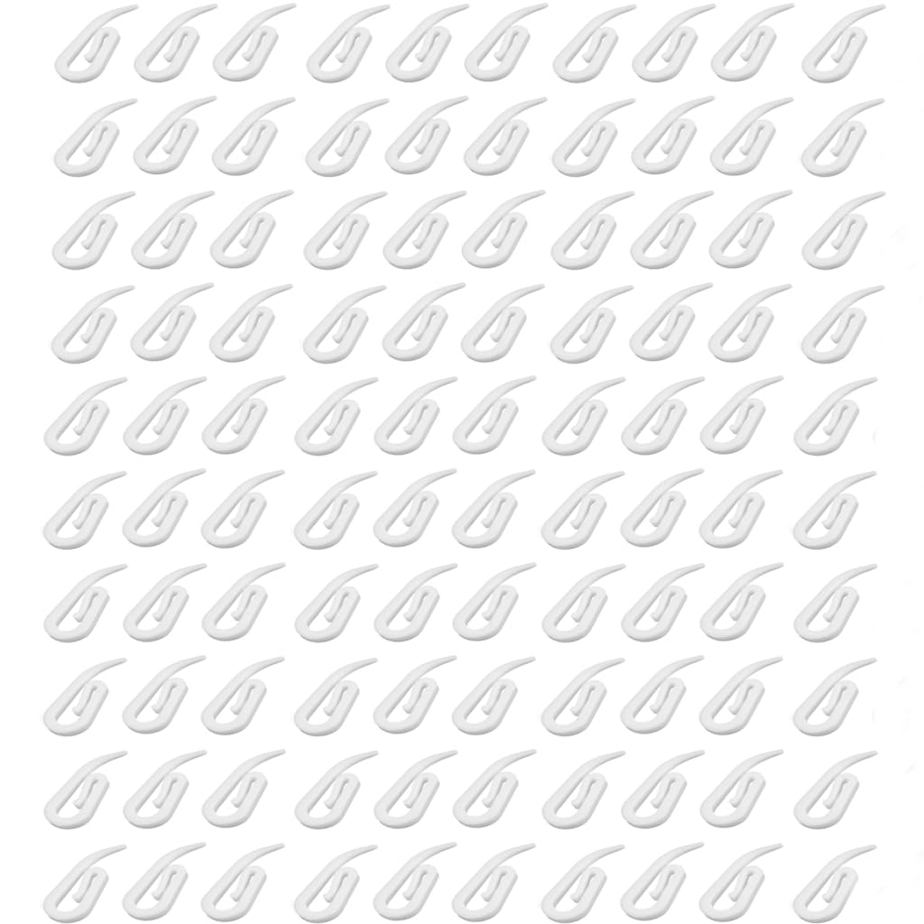 Crochets Rideaux Rail 28x11.5mm Blanc, Attache Rideau Plastique Solide Lot de 100