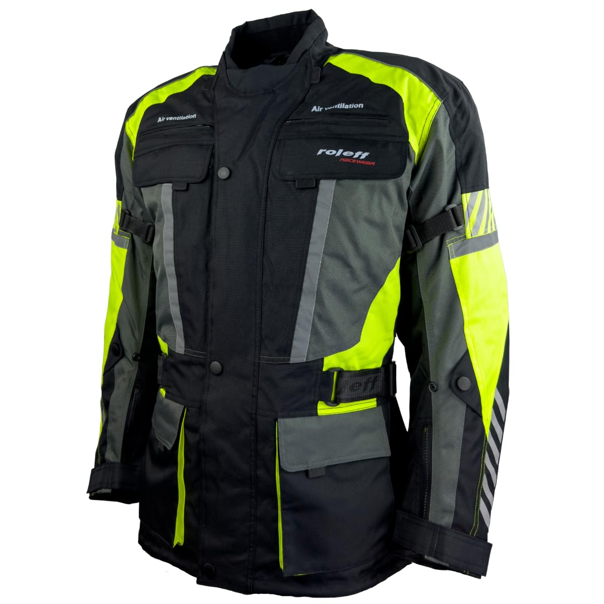 Roleff Herren Motorradjacke Textil – Protektoren, Belüftungssystem, wasserdicht, atmungsaktiv