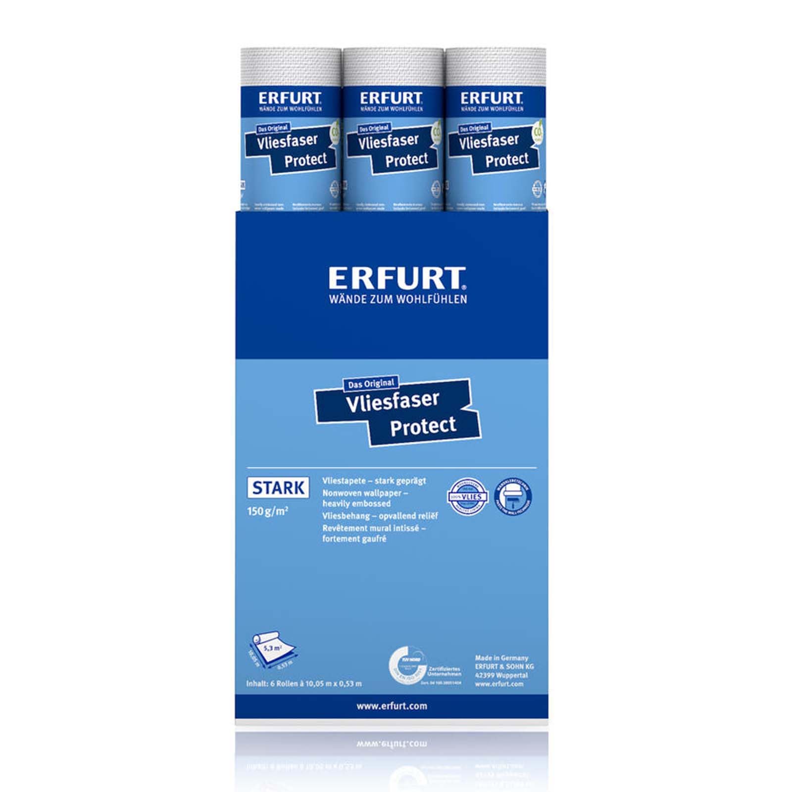 Erfurt Vliesfaser Protect 206 Vliestapete 10.05X0.53 Strukturtapete 6 Rollen 1004314
