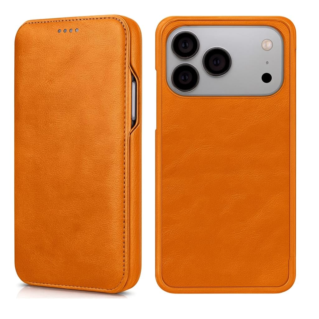 WHITBULL Business Style Horizontal Magnetic Flip Leather Case for iPhone 17 Pro Max Orange