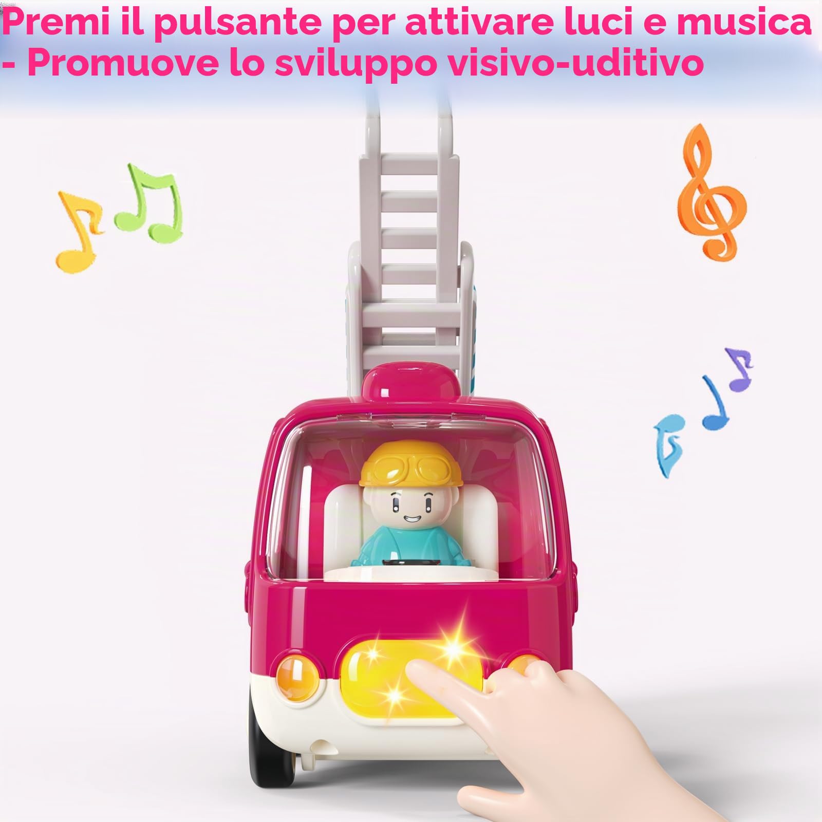 Yerloa Camion Pompieri Giocattolo Giochi Bambini 1 2 3 4 Anni Ragazzi e Ragazze Con Suoni e Luci, Camion Macchinine Per Bambini Giocattolo