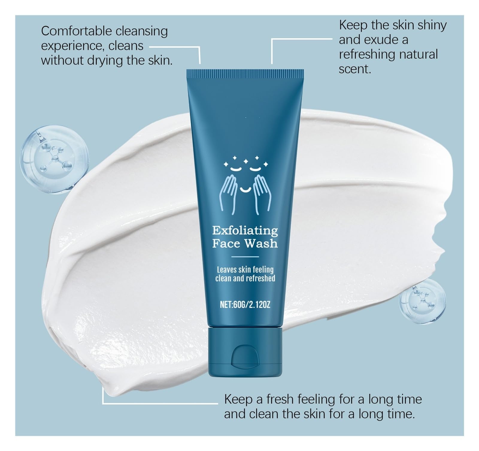 Detergente esfoliante for uomo da 60 g, deterge delicatamente la pelle, idrata e lascia una sensazione di freschezza(2pcs)
