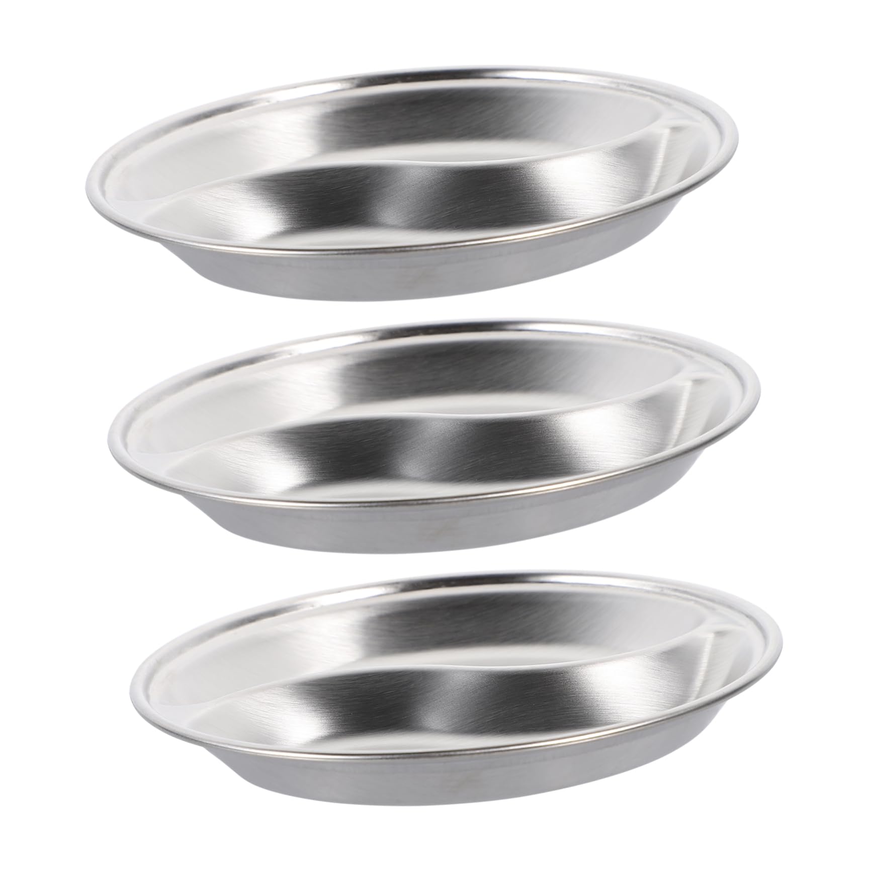Cabilock 3Pcs Soy Sauce Plate Multi Use Sauce Bowls with Two Compartments for Seasonings Appetizers and Side Dishes