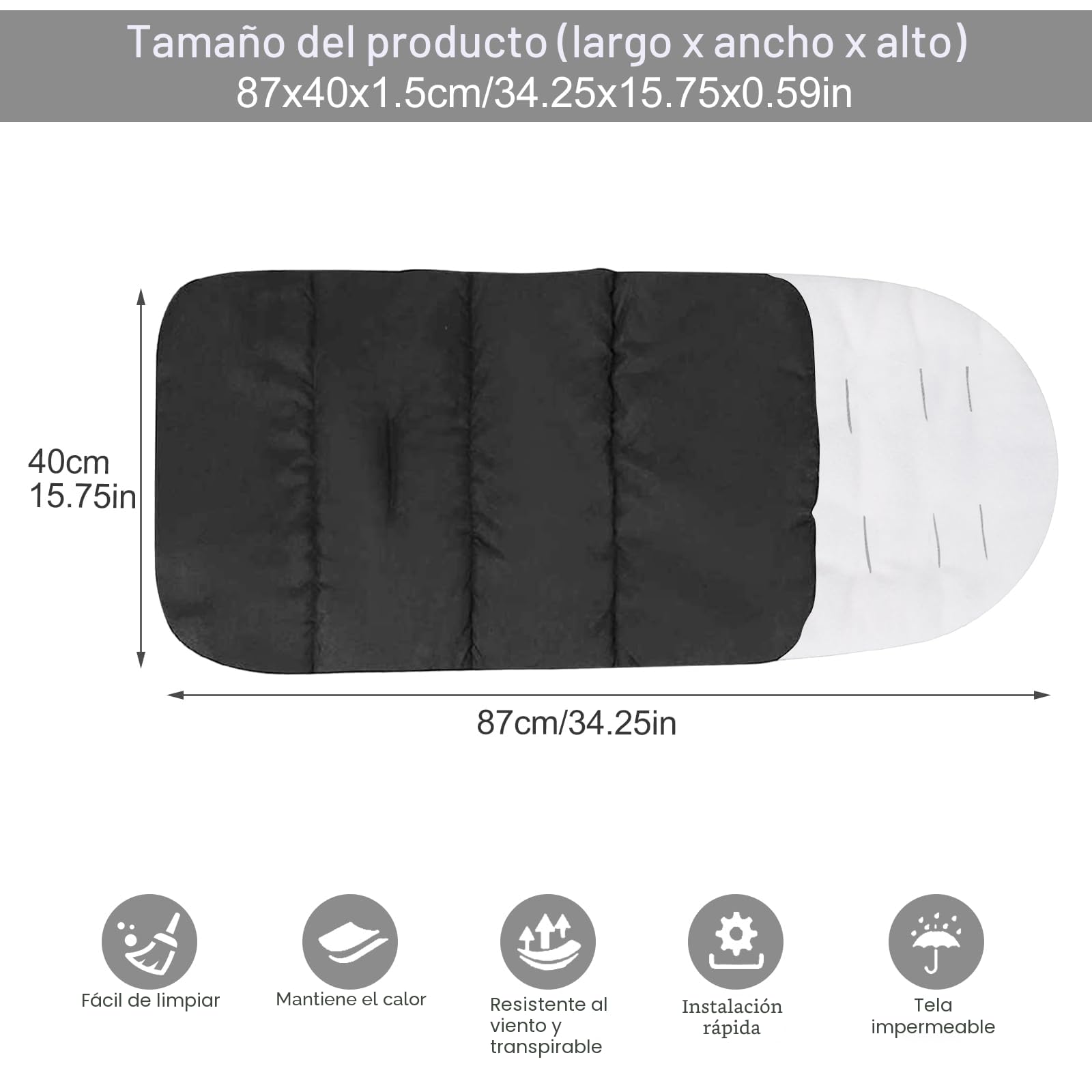 Saco de dormir para bebé de invierno, saco universal para silla de paseo Sacos de Abrigo para Carritos Saco de Dormir Universal para Bebé Antideslizante, Impermeable y Fría, Desmontable(blanco)