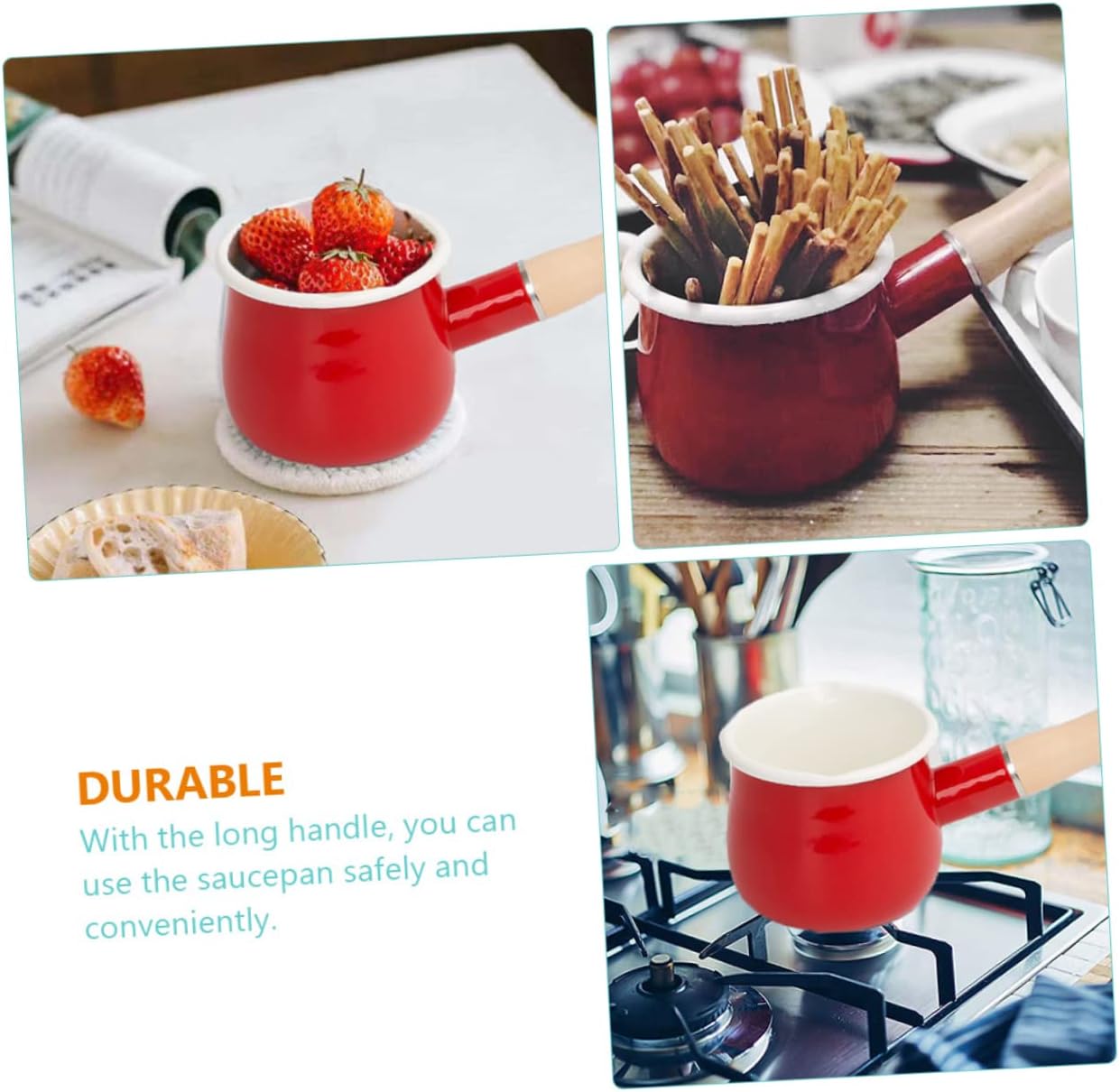 Flat Bottom Enamel Milk Pot Lid Portable Sauce Pan for Breastmilk Non-stick Design Easy to Use