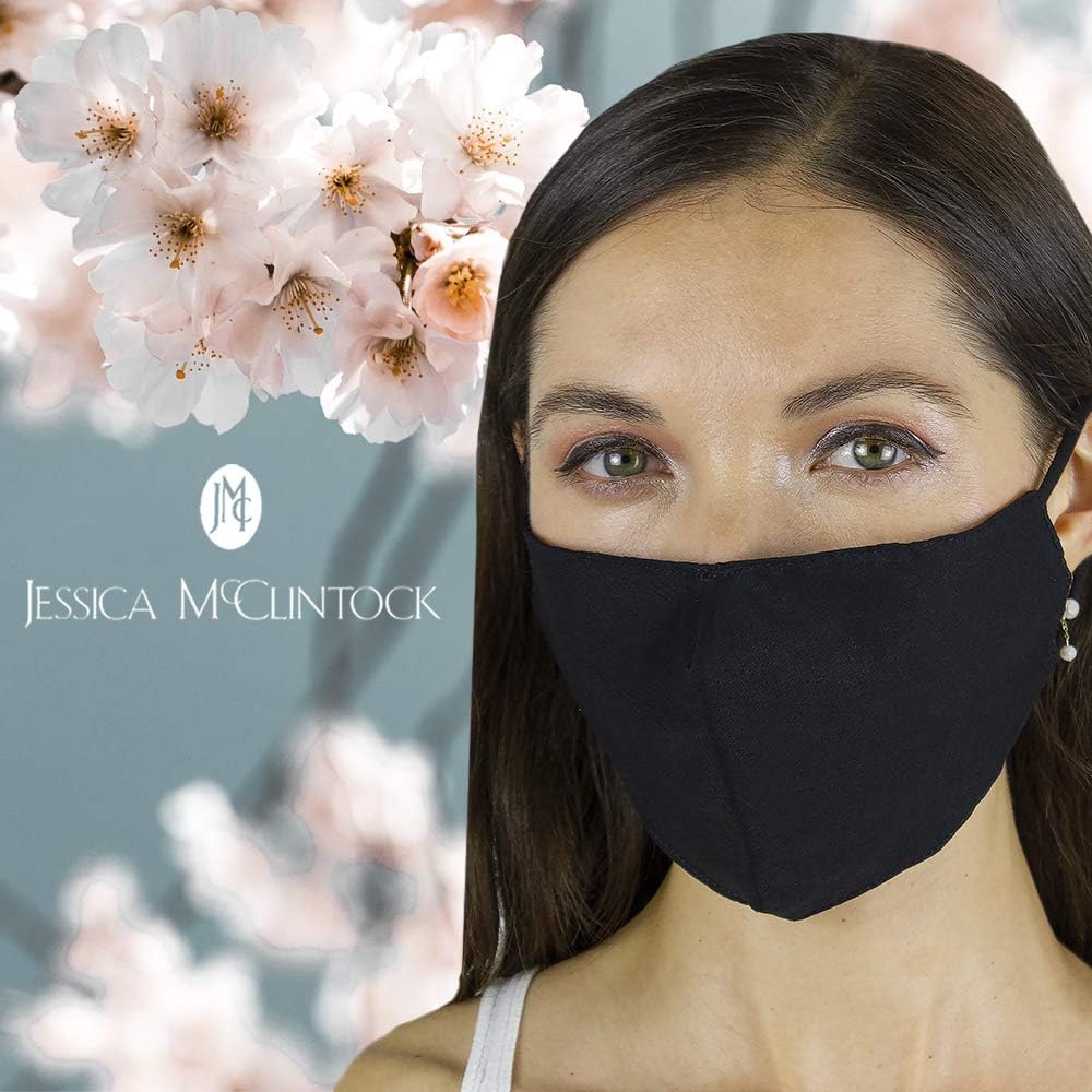 Jessica Mcclintock 2 Face Masks per Pack 1 Solid (Black) 1 Stone (Plum) : Clothing, Shoes & Jewelry