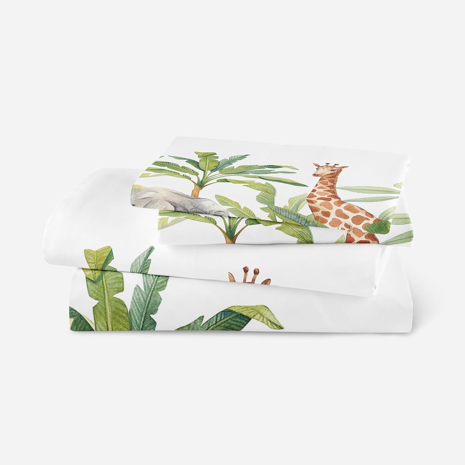 QOOMO Wild Animals Bed Sheets,Watercolor Animals Bed Sheet for Kids Boys Teens,16" Deep Pocket Bed Sheet Set for Boys/Girls/Kids/Teens，1 Fitted Sheet,1 Flat Sheet and 2 Pillowcases，Twin Size