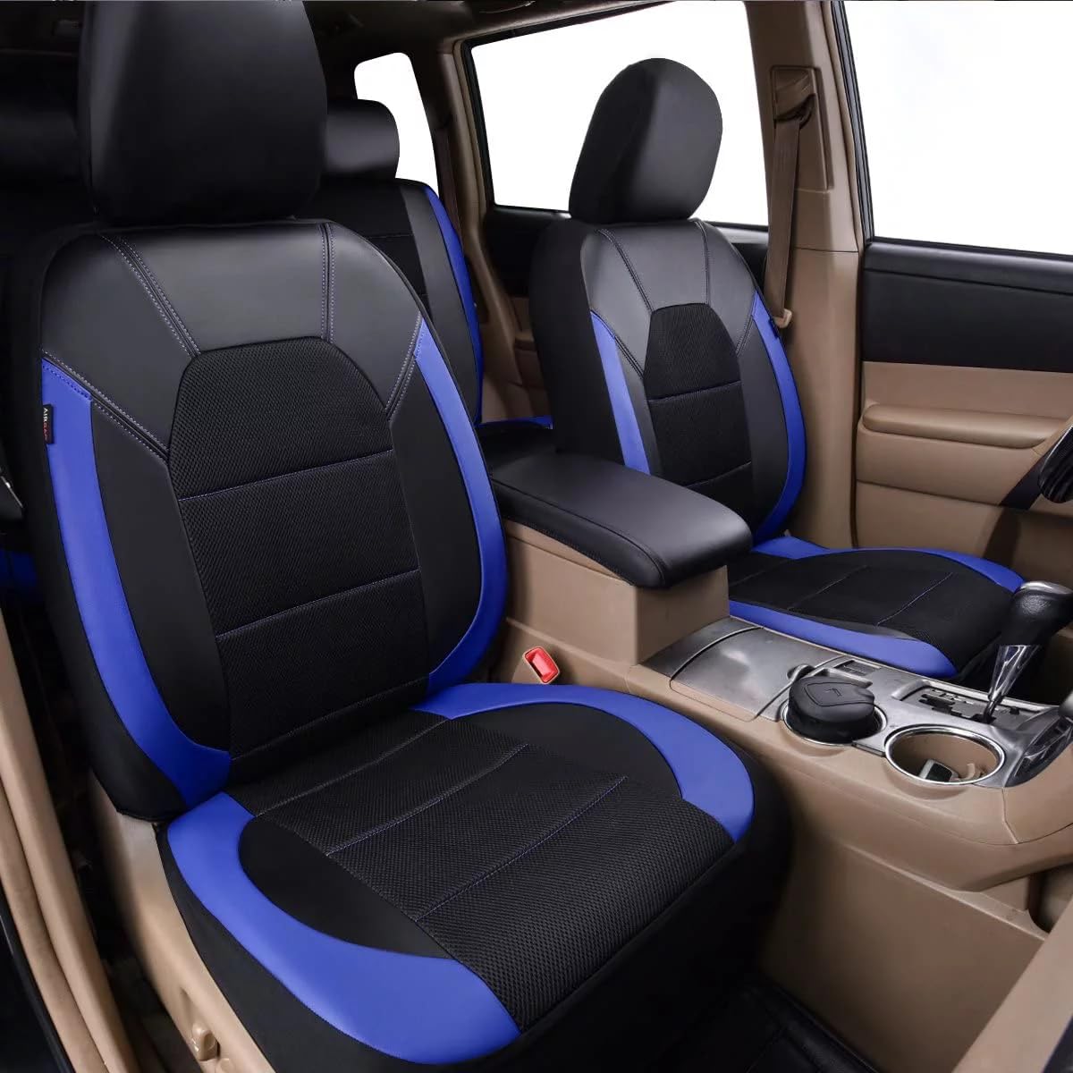 TaKesh 9 Pièces Ensembles De Housses Siège Voiture pour Ford Ranger Wildtrak 2016-2023, Cuir Confortable Respirant Antidérapant Protecteur de Siège Accessoire,B Blue
