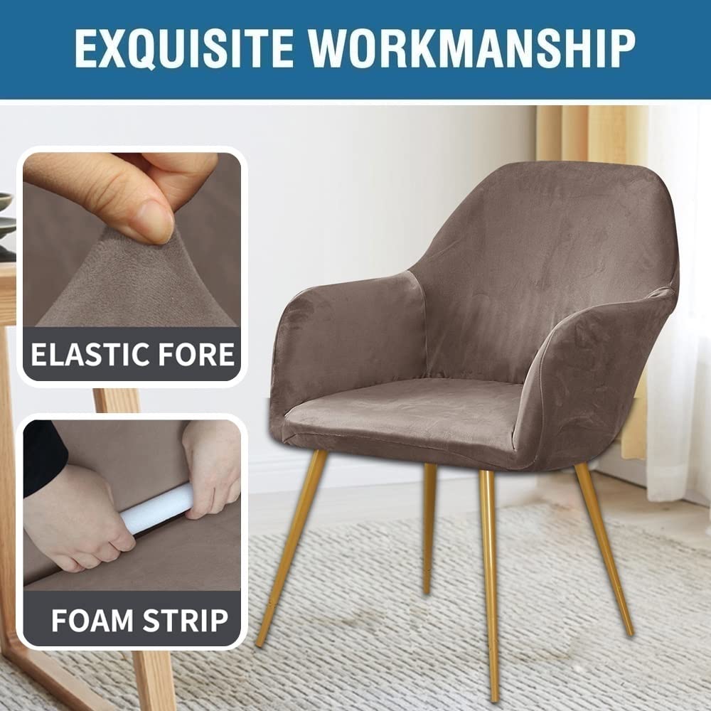Stretch Stuhlhussen-Bezüge mit Armlehne Samt Stuhlbezug Esszimmerstühle Husse Stretch Abdeckung Moderne Beschützer Haus Schutzhülle für Restaurant Büro (Color : #11, Size : 6PCS)