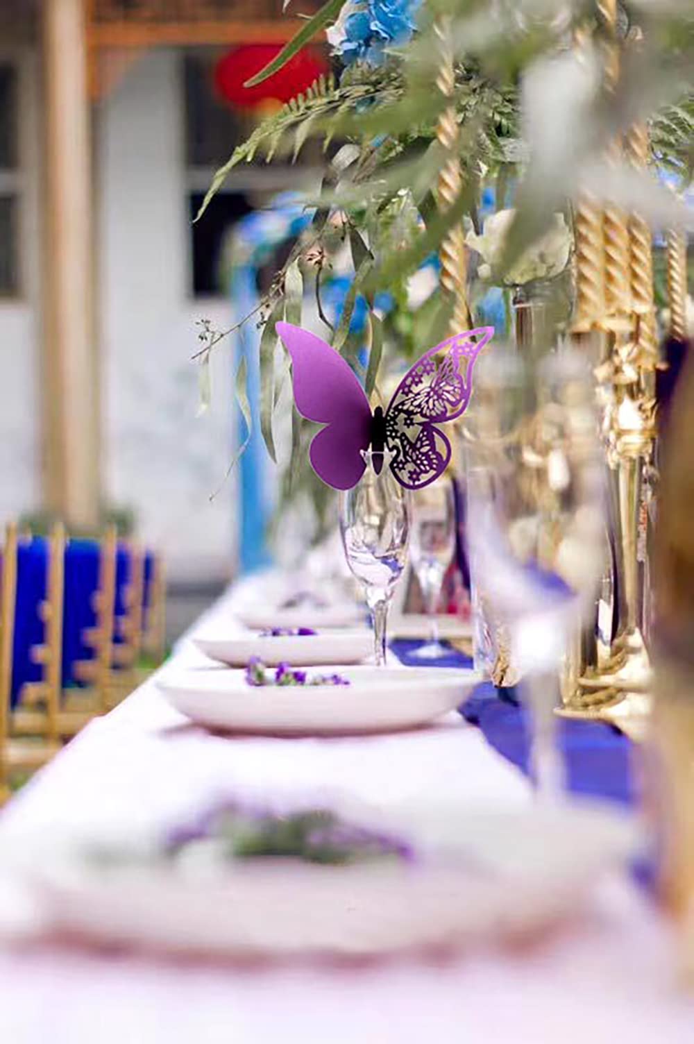 Wambere, 100 segnaposti a forma di farfalla, per nome, per bicchieri, per decorazione da tavola, per matrimoni e feste, per casa, deco, segnaposti laser a forma di farfalla, beige